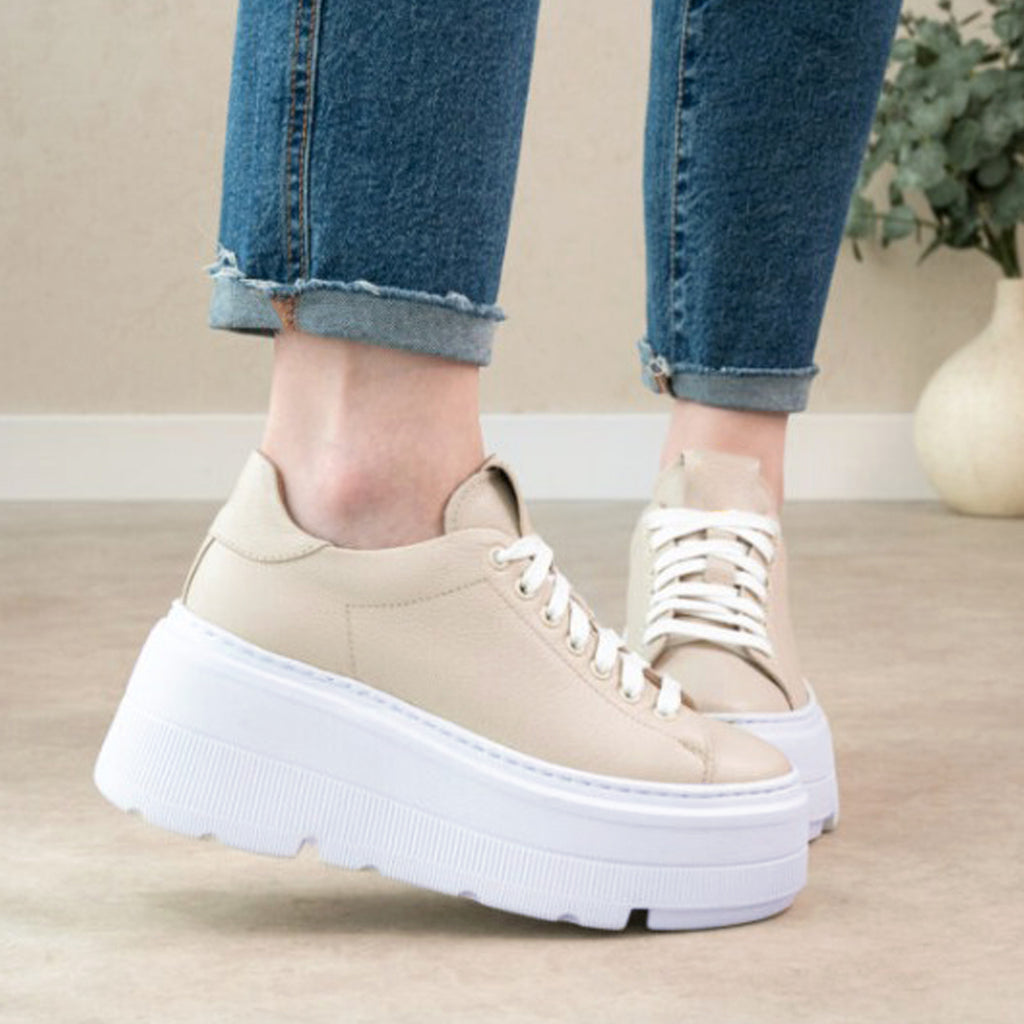 Pantofi Sport Piele Naturala Bej Lorena 3728-2
