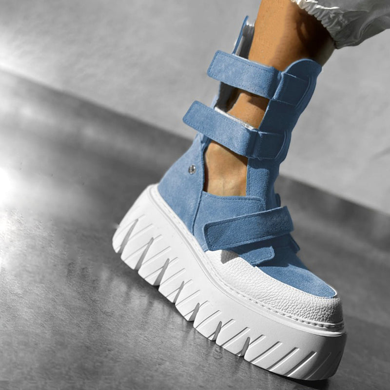 Ghete Sport Dama Piele Naturala Intoarsa Blue Lorena 3809-7