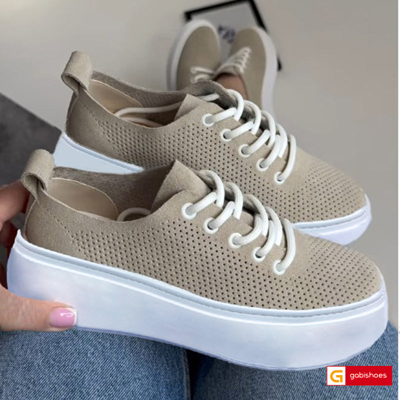 Pantofi Sport Piele Naturala Intoarsa Taupe Lorena 3890-2030