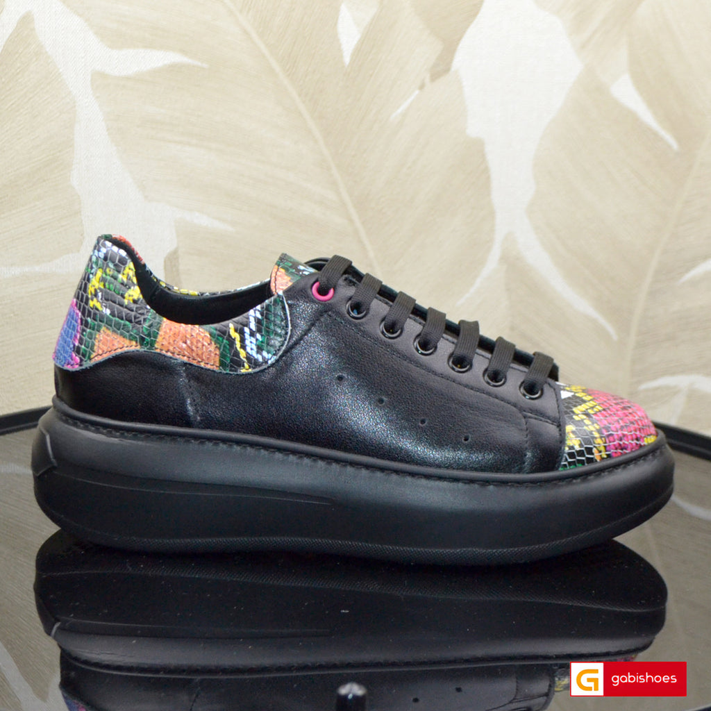 Pantofi Sport Piele Naturala Neagra Lorena 881-8