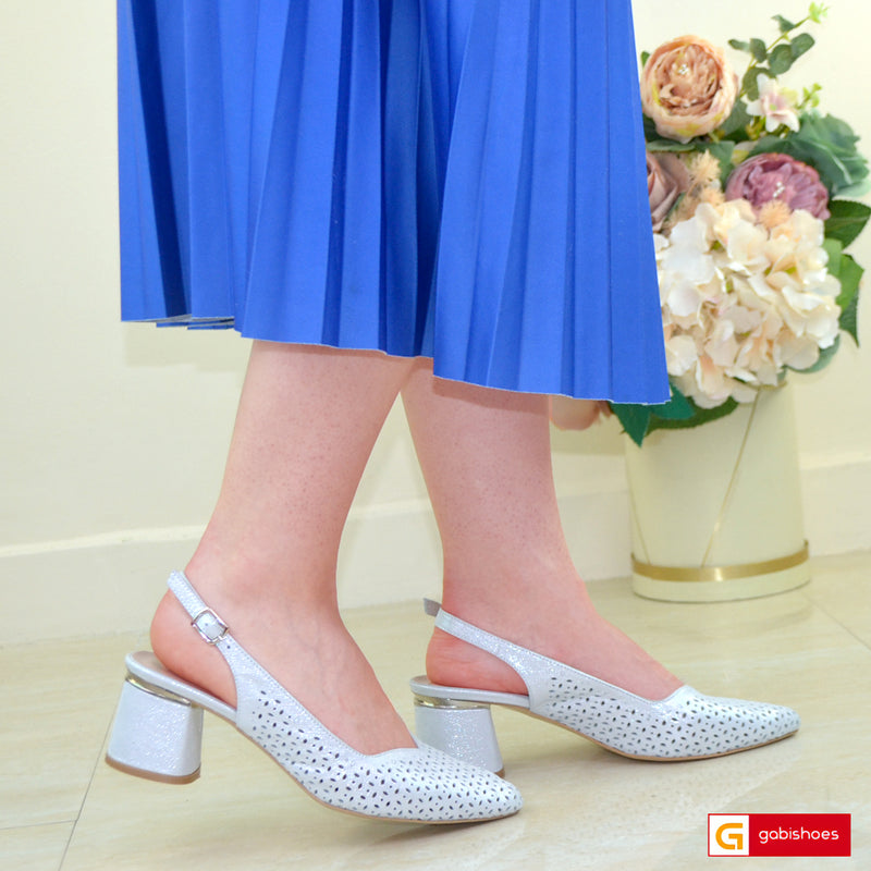 Sandale Dama Office Piele Naturala Argintie Lorena 1596