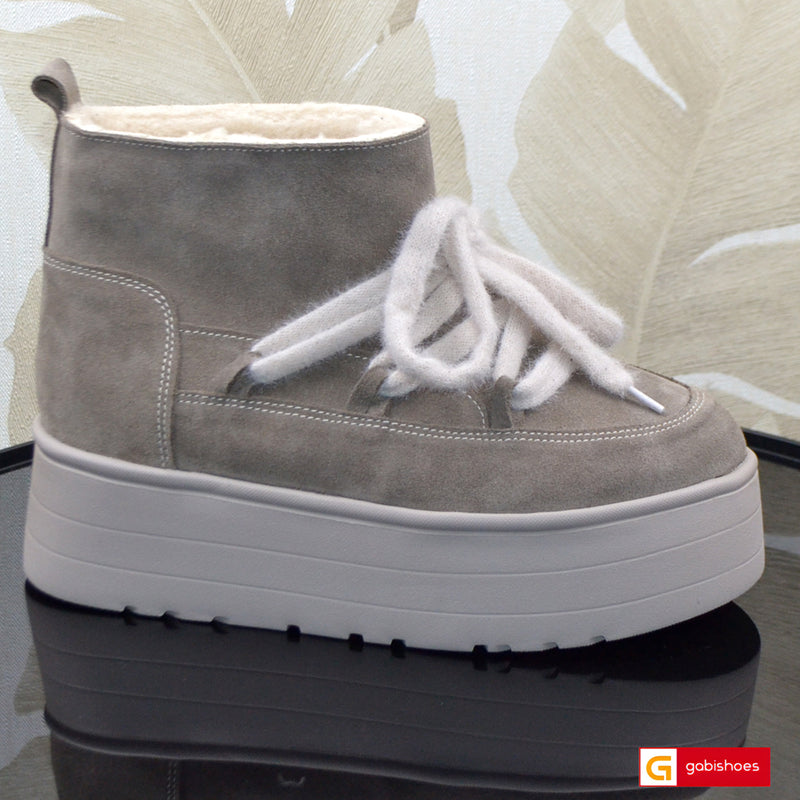 Ghete Dama Piele Naturala Intoarsa Taupe Lorena 4031-4