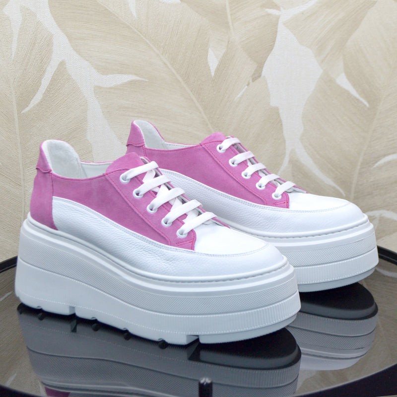 Pantofi Sport Piele Naturala Alba cu Siclam Lorena 3743-3