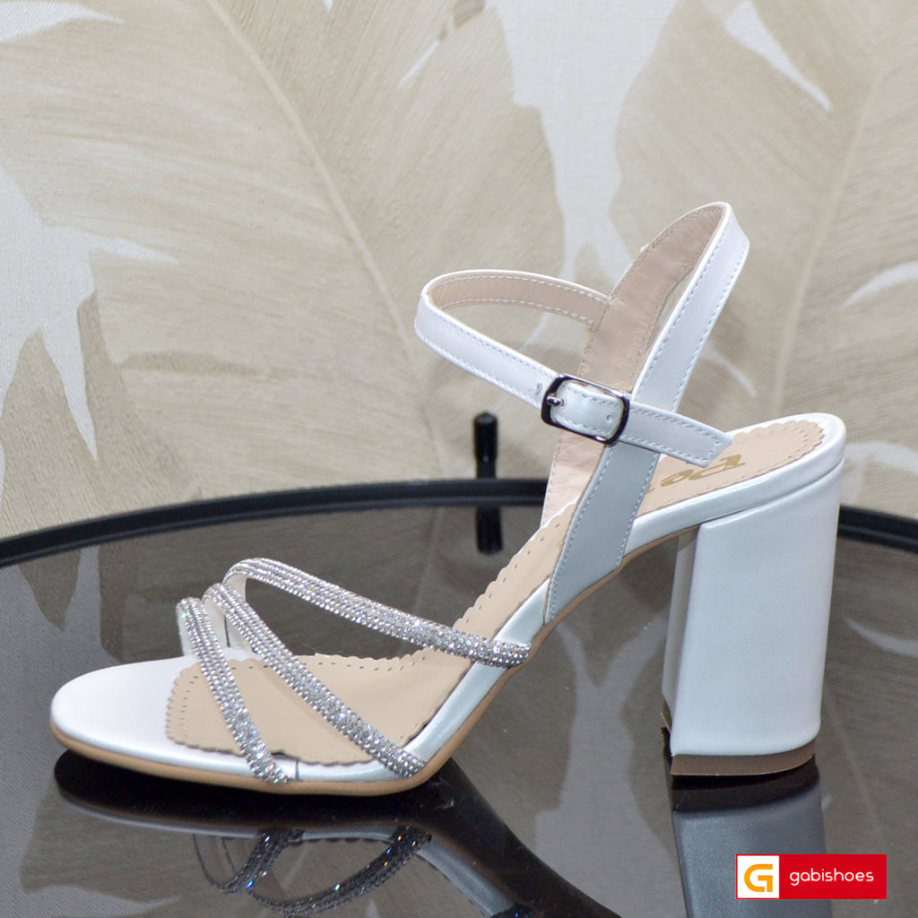 Sandale Dama Piele Naturala Alb Sidef Gabina 2089-3