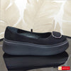 Balerini Piele Naturala Intoarsa Neagra Gabriela 3146-80