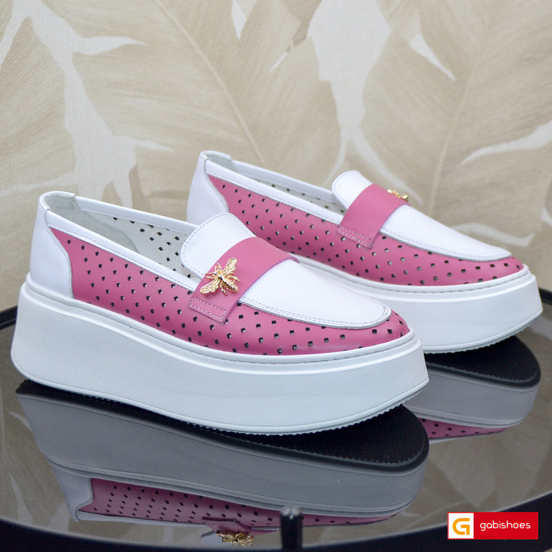 Pantofi Sport Piele Naturala Alb cu Siclam Lorena 3840-5