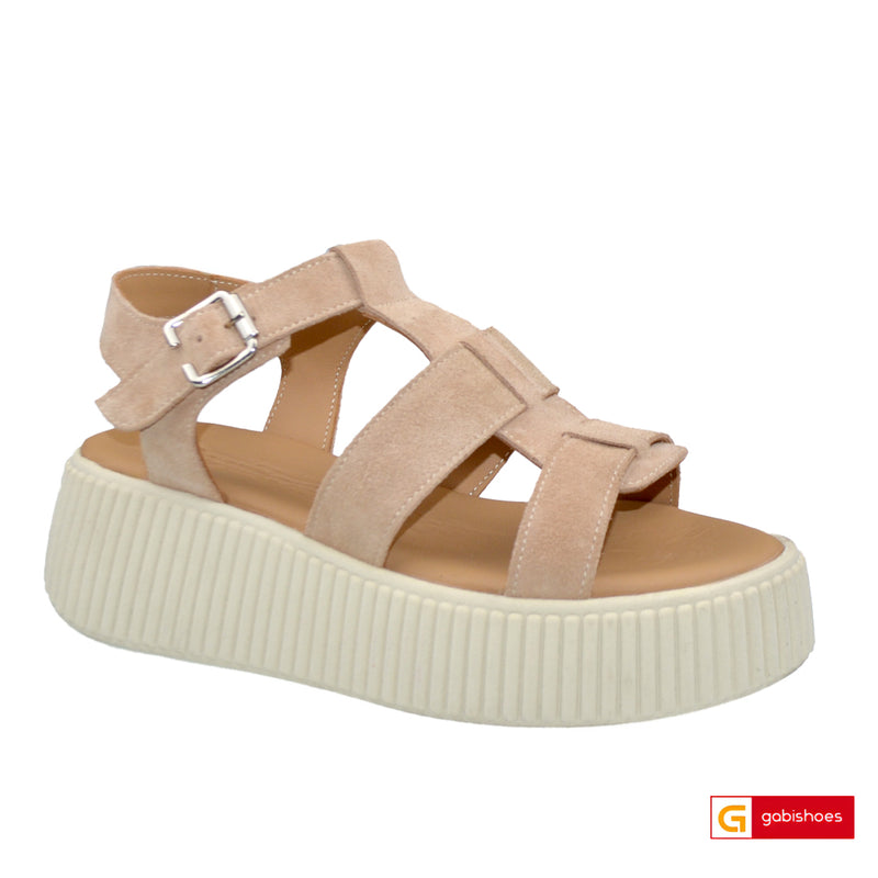 Sandale Piele Naturala Intoarsa Taupe Lorena 3400-2026
