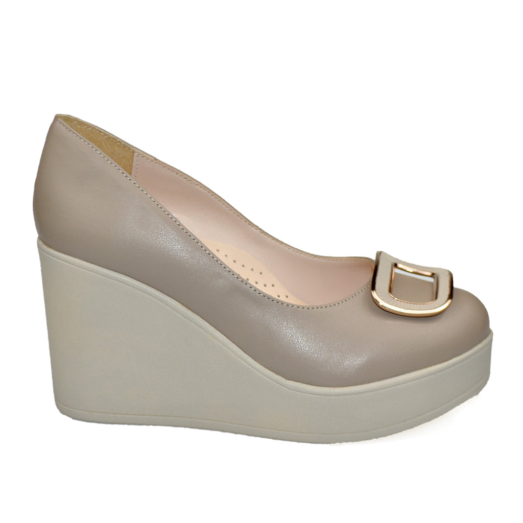 Pantofi Dama Piele Naturala Taupe Sandy 1422-20