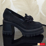 Pantofi Dama Piele Naturala Intoarsa Neagra Vittoria 3908-1