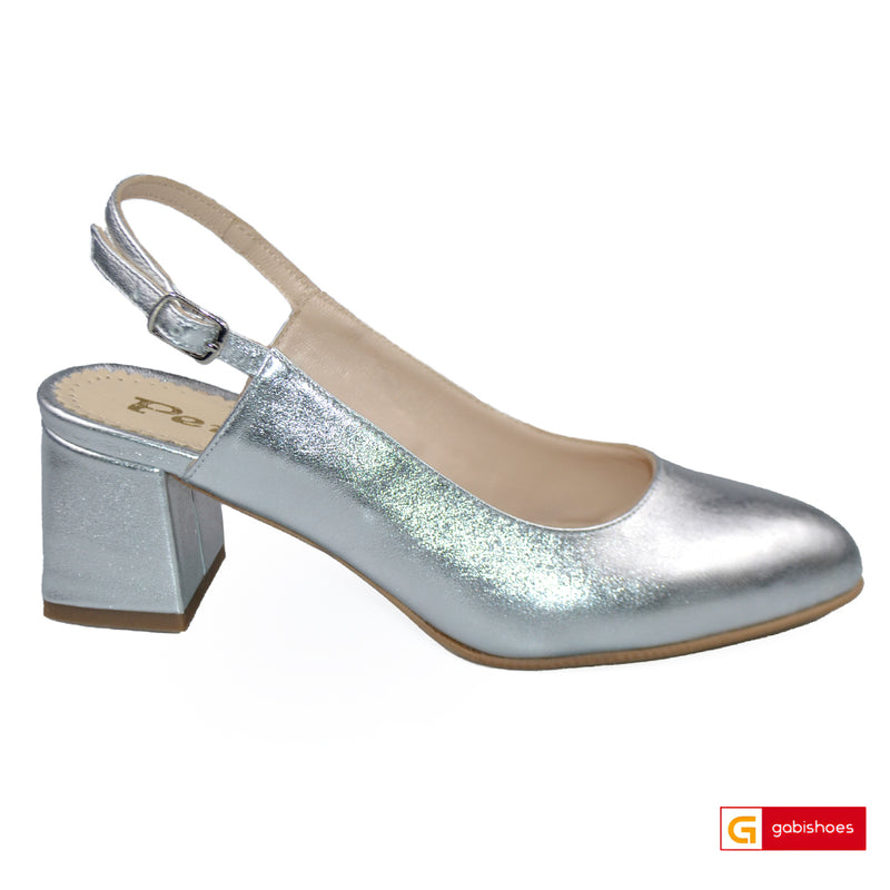 Sandale Dama Office Piele Naturala Argintie Lorena 3777-1