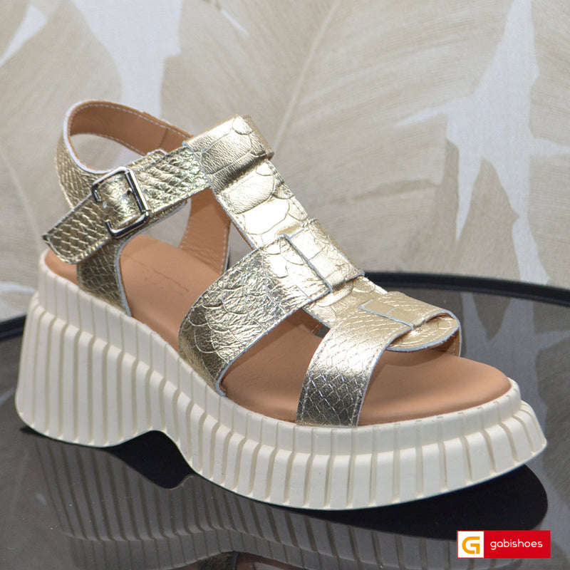 Sandale Piele Naturala Auriu Lorena 3400-14