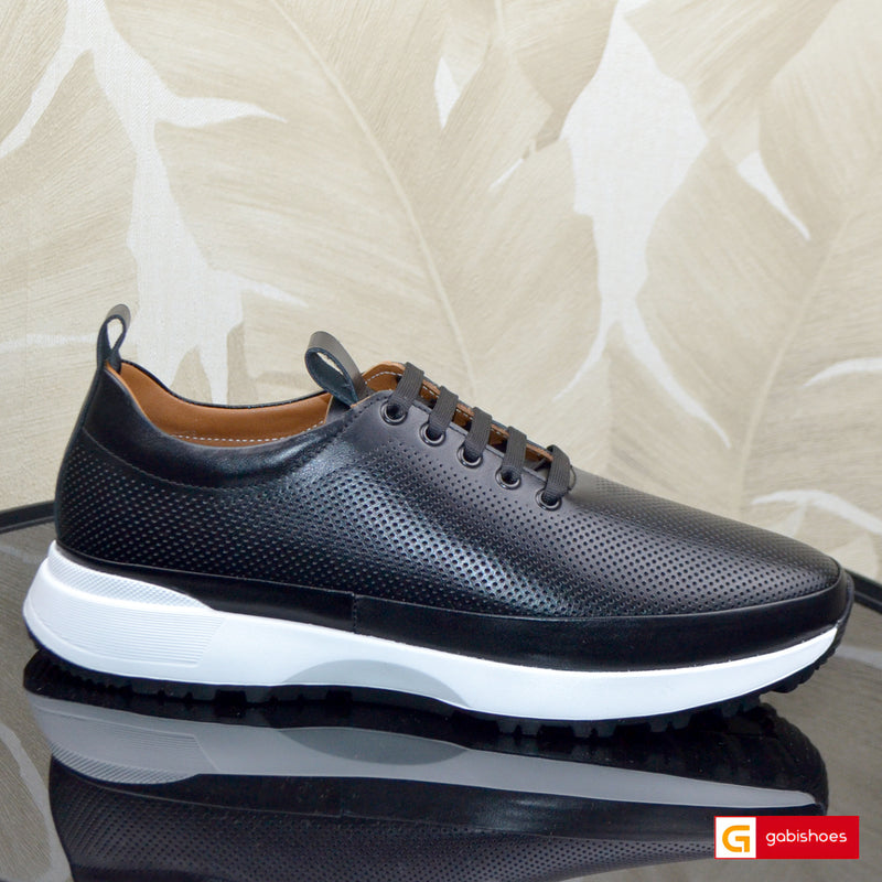 Pantofi Sport Piele Naturala Neagra Gabriel 3833-2