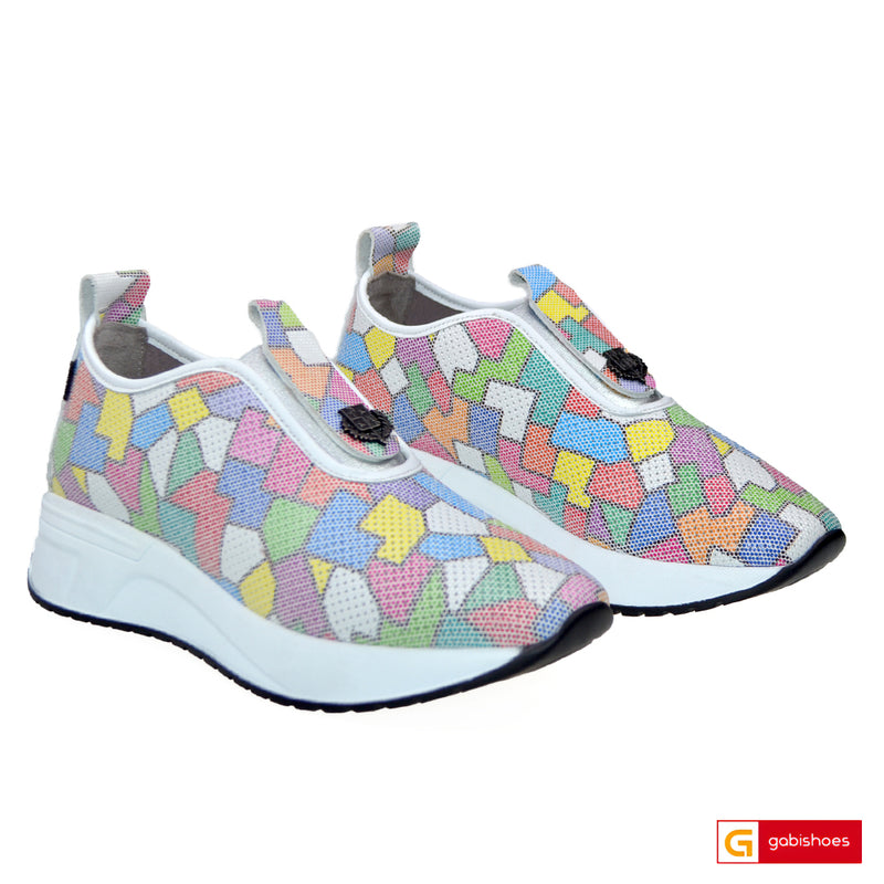 Pantofi Dama Sport Piele Naturala Multicolora Sandra DT429