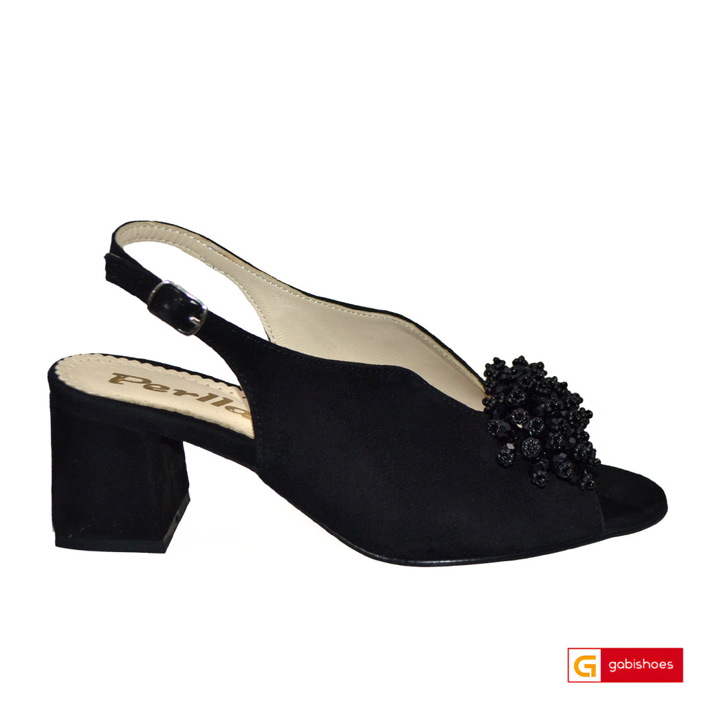 Sandale Office Dama Piele Naturala Intoarsa Neagra Lorena 4081-1