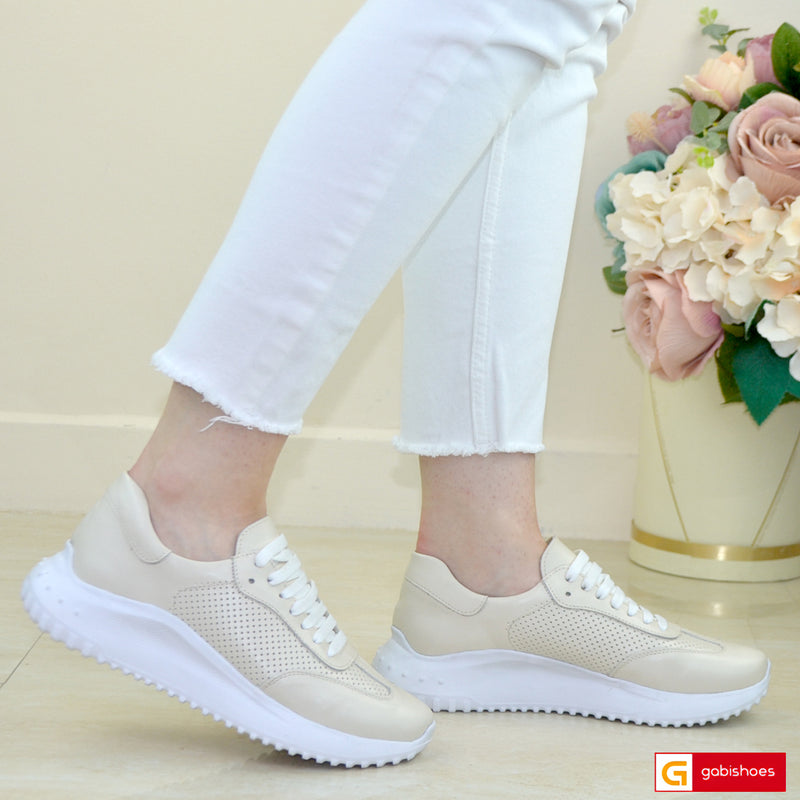 Pantofi Sport Piele Naturala Bej Gabinna 3849-1