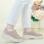 Pantofi Casual Piele Naturala Taupe Lorena 1736-3