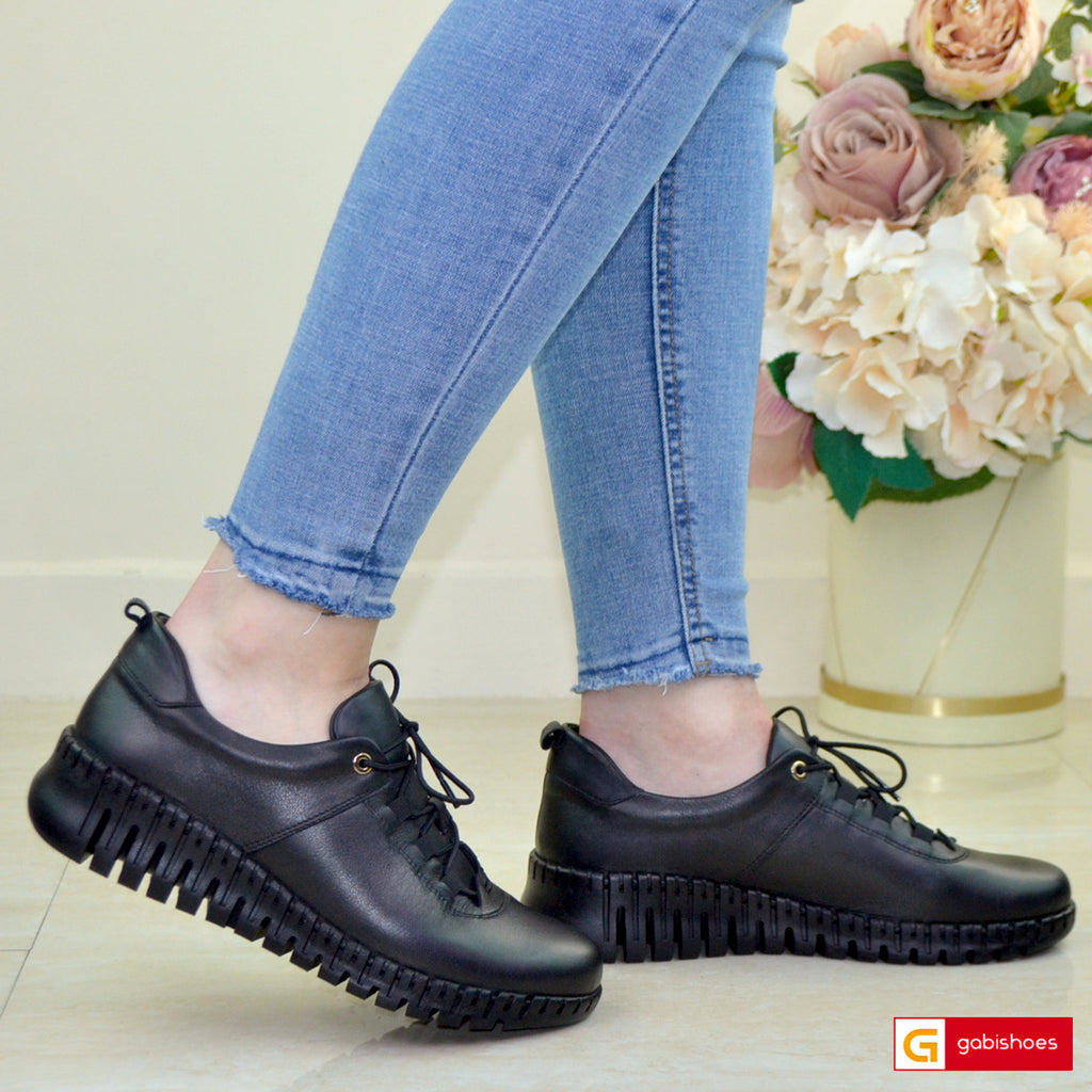Pantofi Casual Piele Naturala Neagra Gabinna 0164-123005