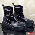 Ghete Dama Streach Piele Naturala si Strchi Negru Gabinna 4109-1