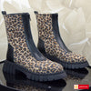 Ghete Piele Naturala Negru cu Imprimeu Gabina 890-2026