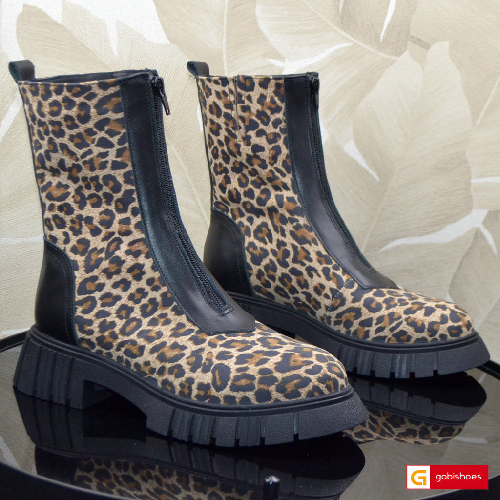 Ghete Piele Naturala Negru cu Imprimeu Gabina 890-2026