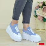 Pantofi Sport Piele Naturala Alb cu Blue Lorena 4064-2 NEW