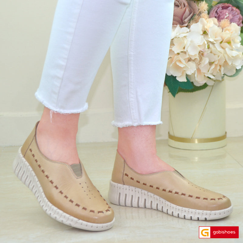 Pantofi Casual Piele Naturala Crem Gabinna 06