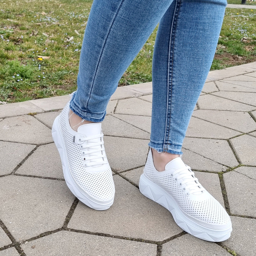 Pantofi Sport Piele Naturala Alba Gabinna 212-612