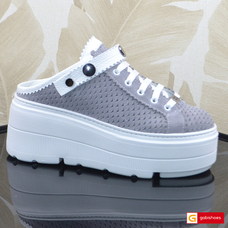 Pantofi Sport Piele Naturala Intoarsa Gri Lorena 3930-1
