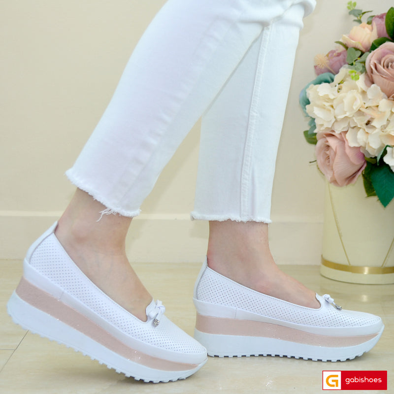 Pantofi Sport Piele Naturala Alba Gabinna 3725-1
