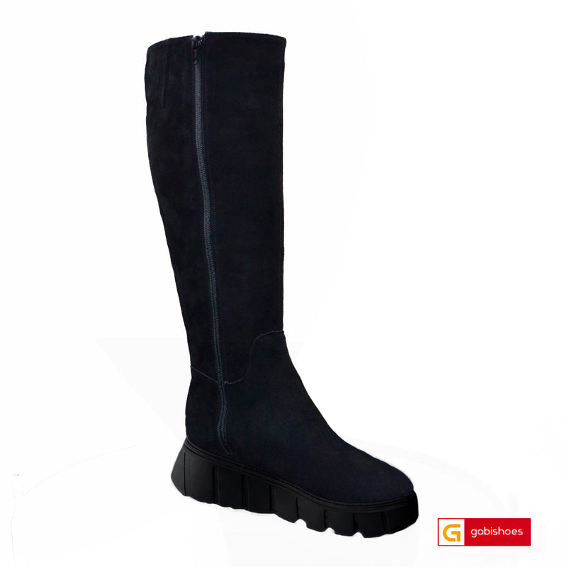 Cizme Dama Piele Naturala Intoarsa Neagra Lorena 4159-1