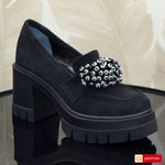 Pantofi Dama Piele Naturala Intoarsa Neagra Vittoria 3908-2