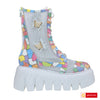 Ghete Sport Dama Piele Naturala Multicolora Lorena 3933-1 New