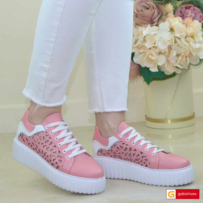 Pantofi Dama Sport Piele Naturala Alba Gabinna 3220-2025