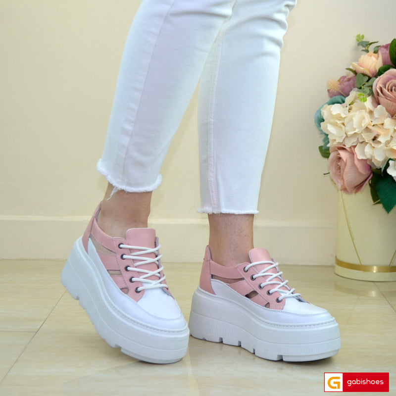 Pantofi Sport Piele Naturala Bej Pudra Lorena 3730-5