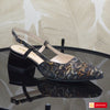 Sandale Office Dama Piele Naturala Negru cu Auriu Ama 3762-2026