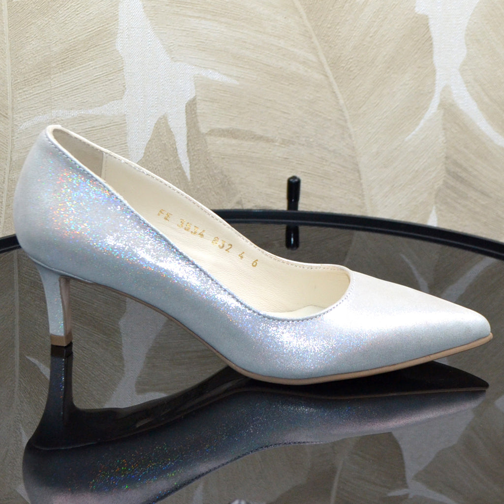Pantofi Office Dama Piele Naturala Argintiu Neon Lorena 3534-6