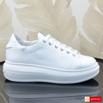Pantofi Casual Dama Piele Naturala Alb cu Argintiu Lorena 3903-1