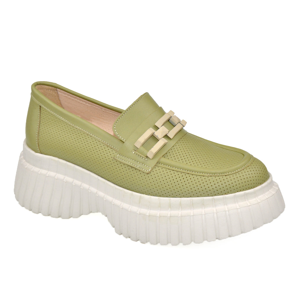 Pantofi Casual Dama Piele Naturala Verde Lorena 3257-3