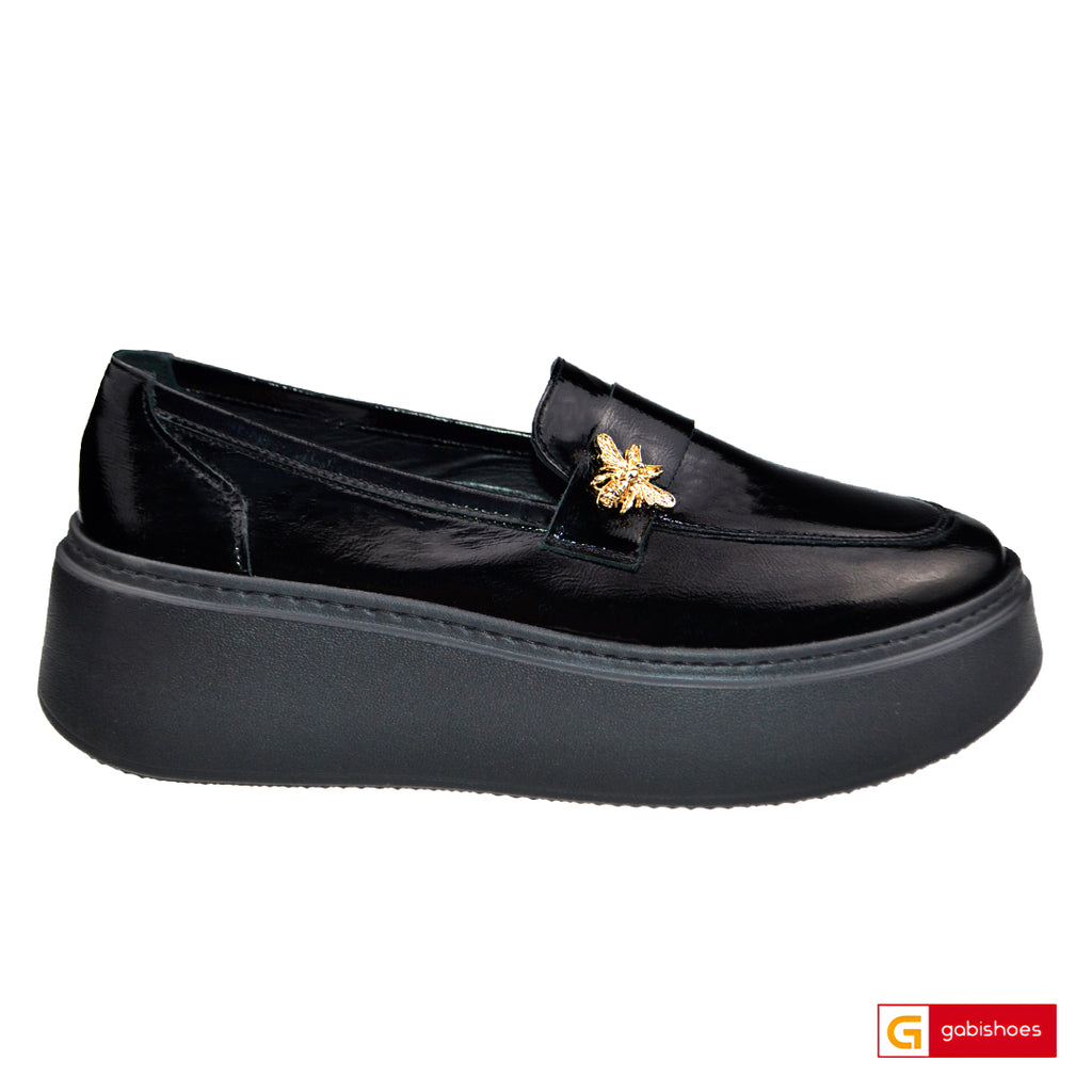 Pantofi Sport Piele Naturala Neagra Lacuita Lorena 4006-2