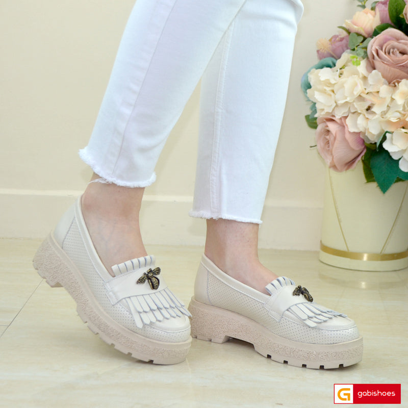 Pantofi Sport Piele Naturala Bej Gabinna 3726-1