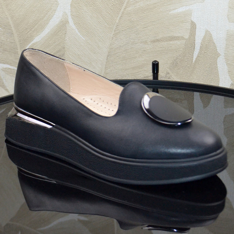 Pantofi Casual Dama Piele Naturala Neagra Lorena 3471-10 acc