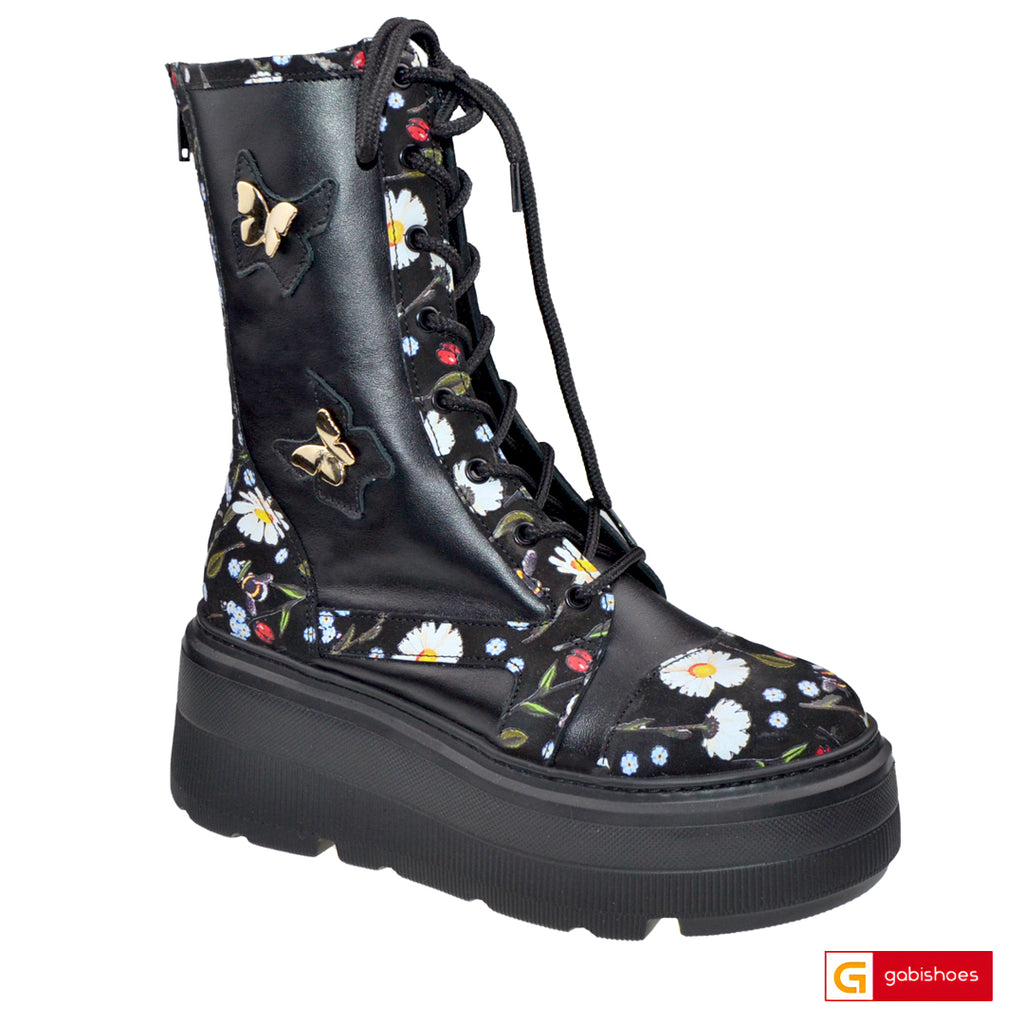 Ghete Sport Dama Piele Naturala Neagra Multicolor Lorena 4054-1