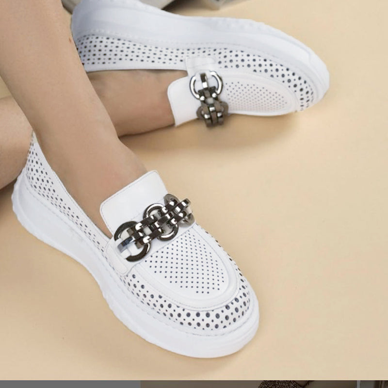 Pantofi Sport Piele Naturala Alba Gabinna 3879-1