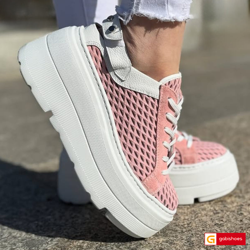 Pantofi Sport Piele Naturala Intoarsa Pudra Lorena 3930-2025