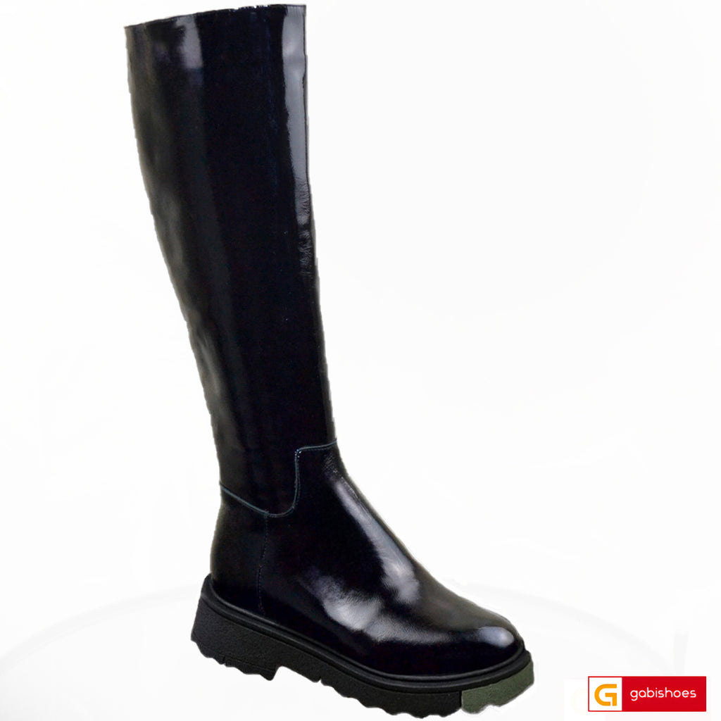 Cizme Dama Piele Naturala Lacuita Neagra Lorena 4167-1