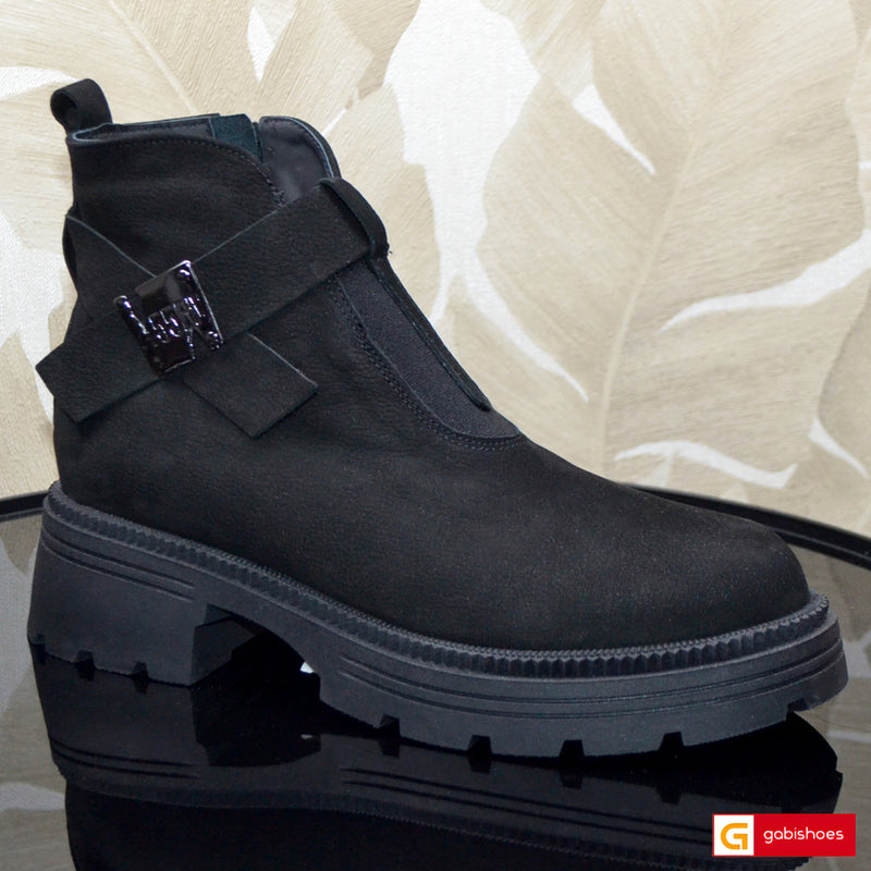 Ghete Piele Naturala Nabuc Negru Gabina 4147-2