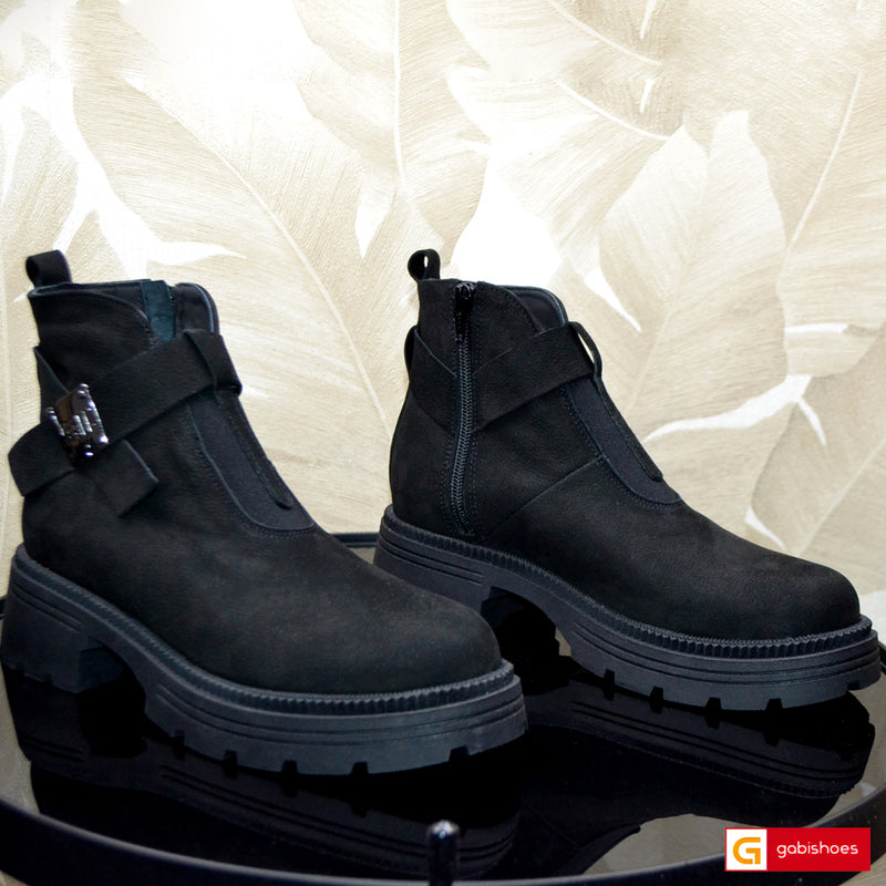 Ghete Piele Naturala Nabuc Negru Gabina 4147-2