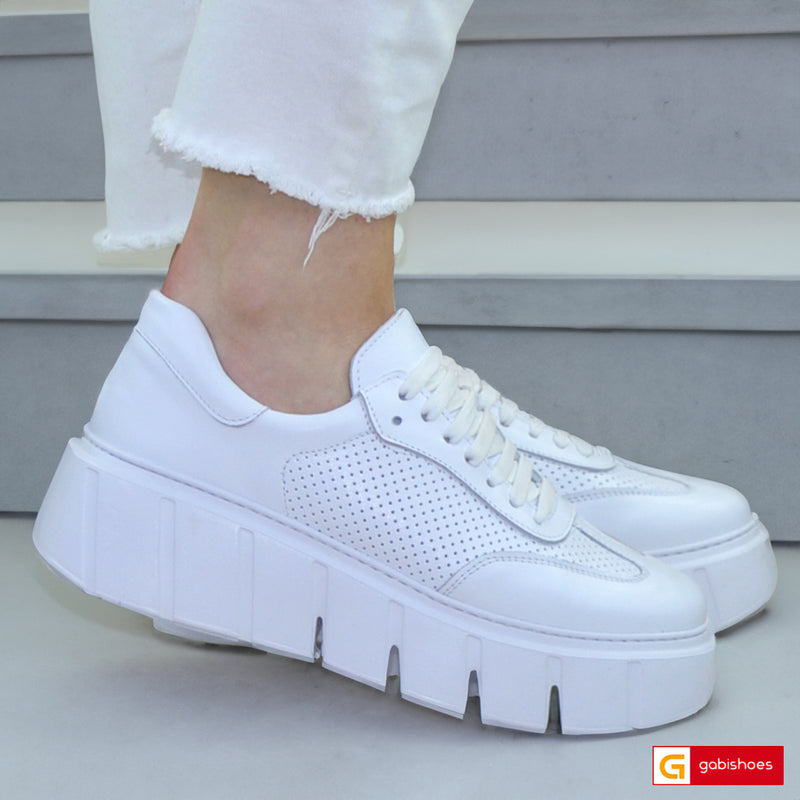 Pantofi Sport Dama Piele Naturala Alba Gabinna 3850-1
