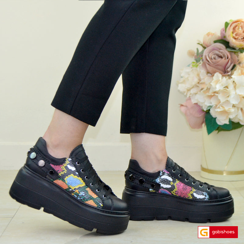 Pantofi Sport Piele Naturala Neagra Lorena 3998-3