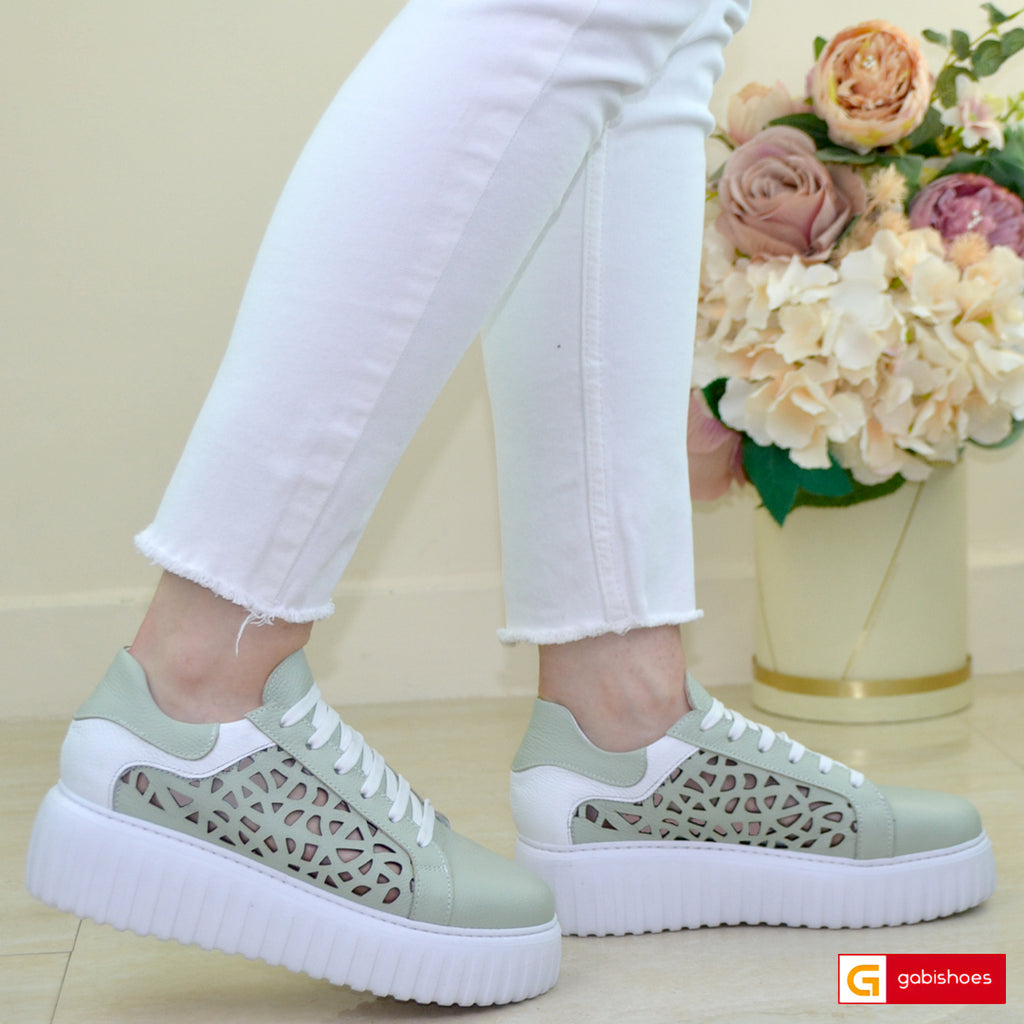 Pantofi Dama Sport Piele Naturala Verde Gabinna 3220-2027
